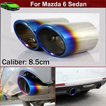 

2pcs Blue Color Stainless Steel Exhaust Muffler Rear Tail Pipe Tip Tailpipe Extension Pipes Custom Fit for Mazda 6 Sedan