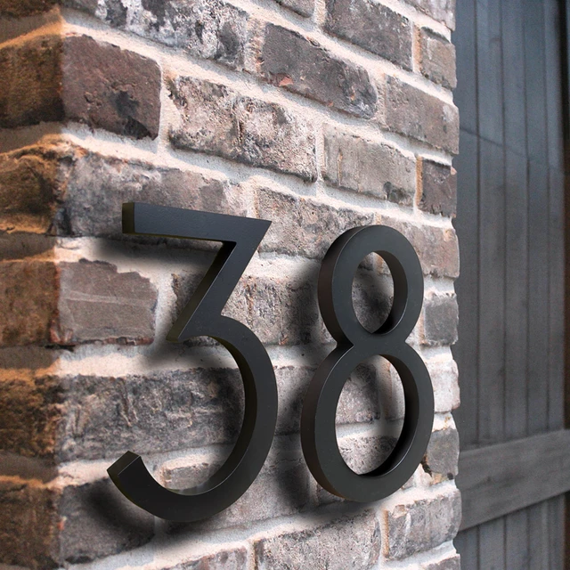 Numéro de maison flottant en aluminium noir, plaque d'adresse en