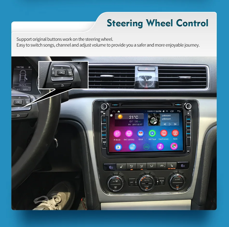 Excellent 8"Head Unit  BT WIFI Android 8.1 Car Radio Stereo For Volkswagen VW Passat Skoda Golf GPS Navigation NO DVD Player Steering Whee 13