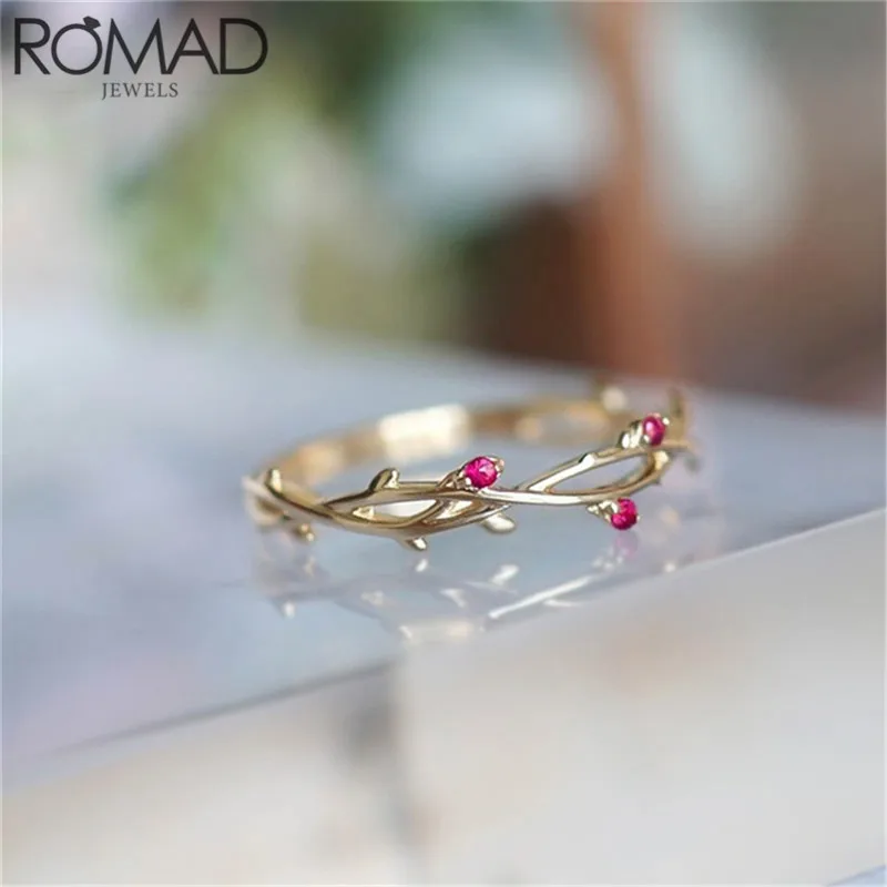 

ROMAD Dainty Tree Branch Leaves Rings for Women Boho Jewelry CZ Stone Laurel Wreath Wedding Rings Knuckle Toe Finger Rings Gifts