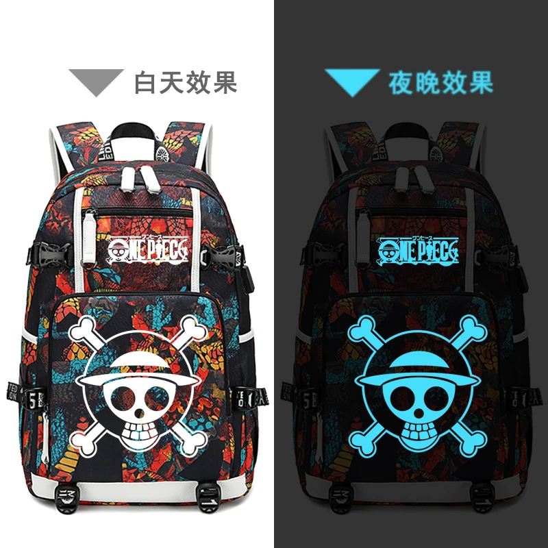 

Cosplay Backpack Anime One Piece School Luminous Shoulder Bag Satchel Laptop Rucksack Knapsack Teenager Casual Travel Gift
