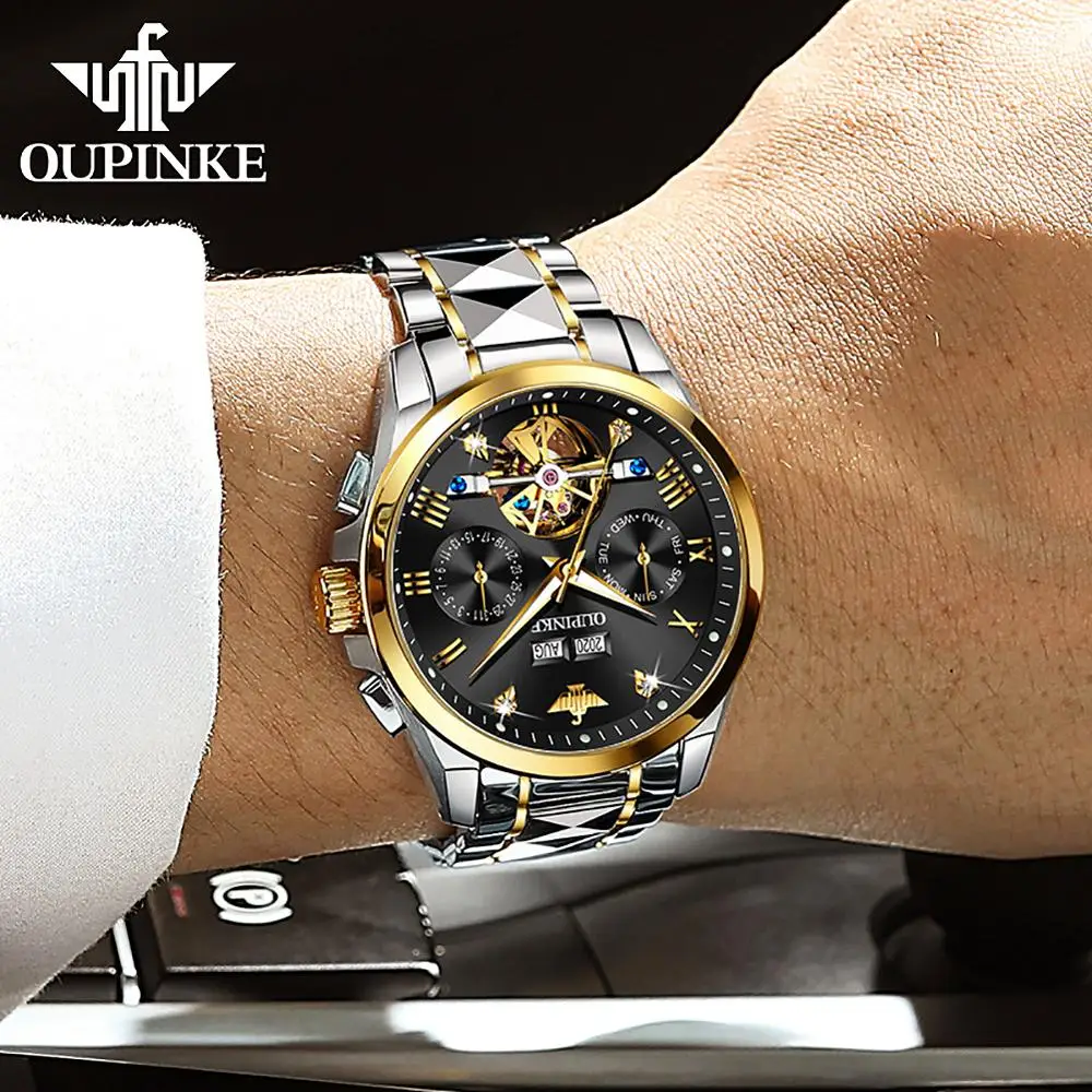 OUPINKE механические часы Для мужчин s 2020 Роскошные Tourbillon автоматические от топ