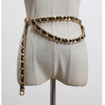 

[EWQ] 2020 Spring Summer New Arrivals Women's Waist Chain Decorative Dress Metal Braided Chain Tassel With Skirt Belt AW78401