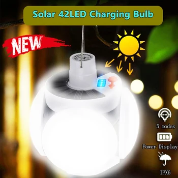 

Portable 42LED Solar Light Bulb LED Garage Light Solar Emergency DC Rechargeable Lantern For Outdoor Tent Lamp For BBQ Hiking