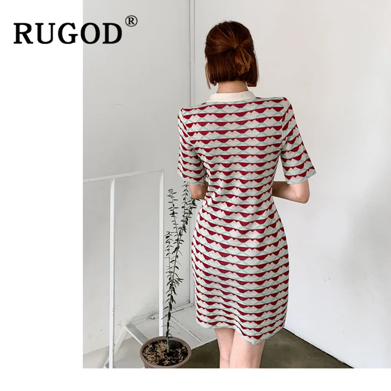 RUGOD корейское облегающее платье женское модное трикотажное платье-свитер с v-образным вырезом летние сексуальные платья-футляр vestidos