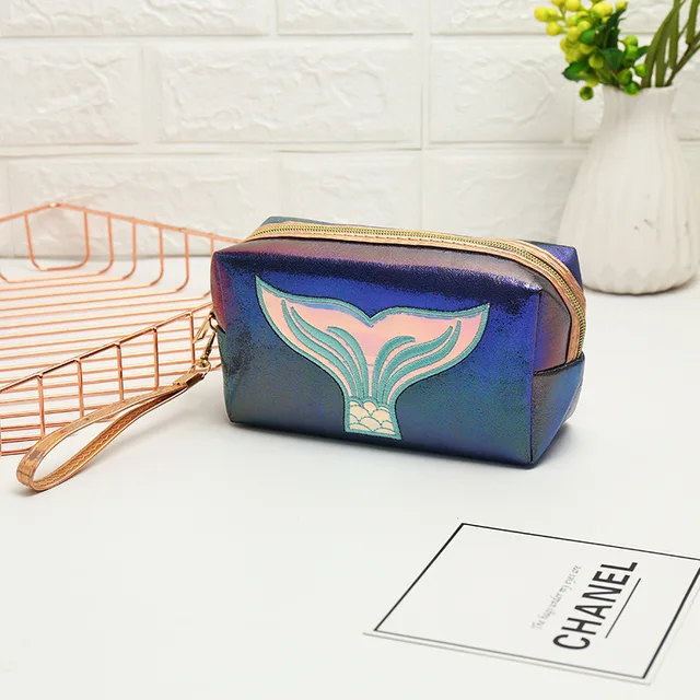 Girl Makeup Bag Colorful Mermaid Tail Cosmetic Bag Organizer Make Up Case Beauty Pouch Lipstick Bag PU Beautician Toiletry Bags A2