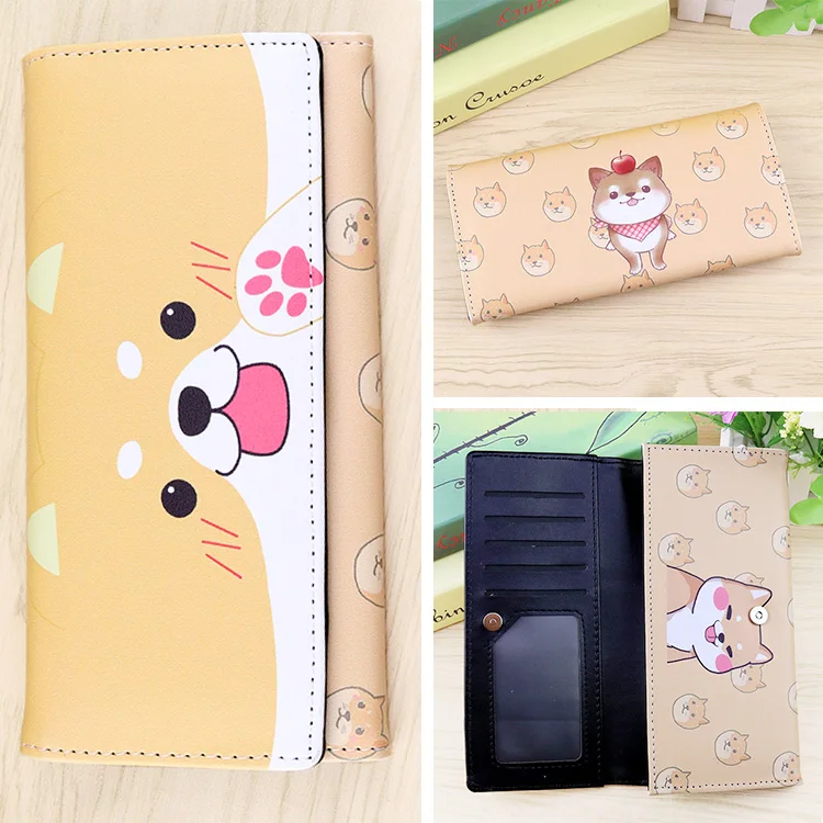 Корги Doge Neko Atsume Кот задний двор Шиба ину Длинный кошелек держатель для ID карты мультфильм животных кошки собаки студентов мужчин и женщин подарок