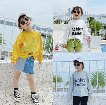 

2020 New Girls Boys Printed T-Shirt Cotton Fashion Full Sleeve Cotton Kids Top Tees 3-9T