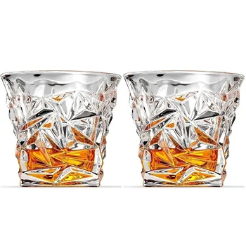 

Set of 2-320ml Clear Crystal Whiskey Glass Glassware for Whiskey Beer Drinking Cup Wine Glass