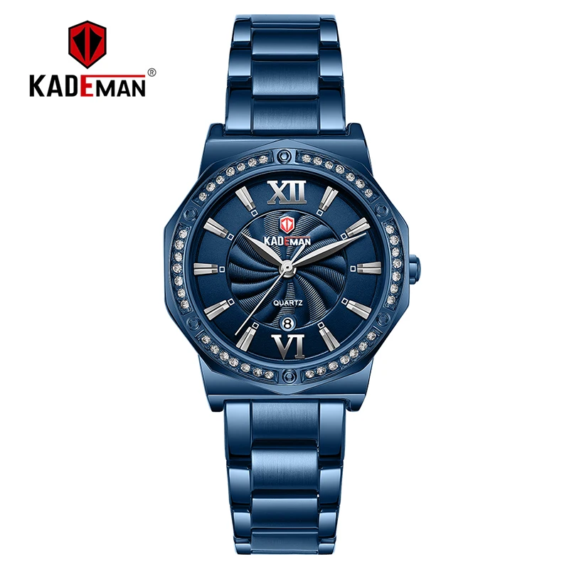 Сладкий полный стальной дизайн женский браслет Роскошные хрустальные женские часы Kademan женские наручные часы наивысшего качества модный бренд