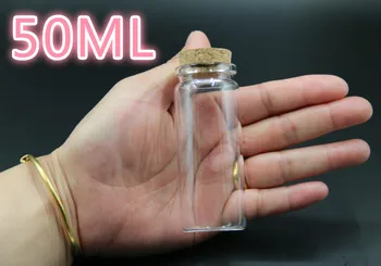 

50PCS 37*70mm 50ml Glass Bottles Container with Cork Craft Bottles Jars Wedding Gift Empty Jars Containers Bottles Free Shipping