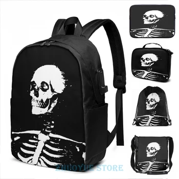 

Funny Graphic print SKELETON(6) USB Charge Backpack men School bags Women bag Travel laptop bag