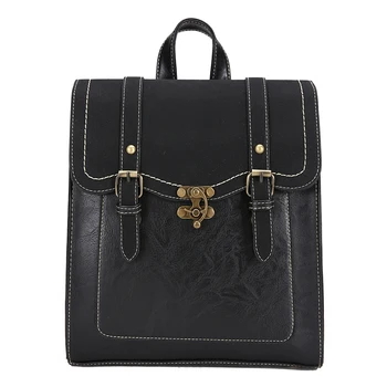 

Vintage Women Backpack High Quality Leather Brand Female Black Shoulder Bag Lady Multifunction Backpack Hot School Bags