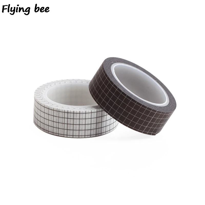 Flyingbee 15mmX10m Paper Washi Tape Solid color grid Adhesive Tape DIY Scrapbooking Sticker Label Masking Tape X0476