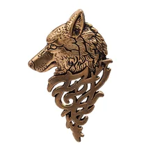 Европейская и американская импортная Ретро Персонализированная и креативная брошь в виде головы волка, модная мужская брошь на воротник с пряжкой на осень и зиму