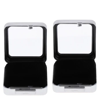 

Metal Jewelry Box Gift Loose Diamond Box Case Jewelry Organizer - 2 Pieces - Silver Matt