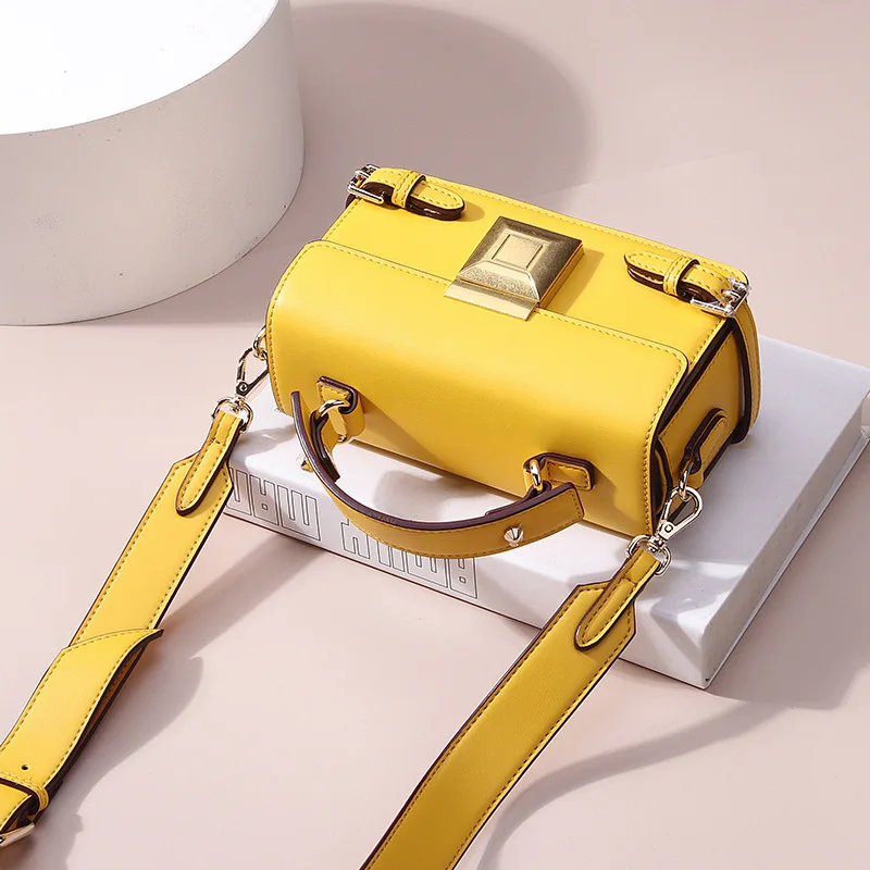 yellow Новая сумка из коровьей кожи модная коробка маленькая квадратная портативная Наплечная Сумка Роскошные сумки женские дизайнерские сумки - Цвет: yellow