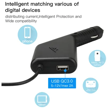 

Fast Charging Dual Battery Quick Two Ways Drone Accessory Portable Travel Mini USB Port Aerial Car Charger For DJI Mavic Air 2