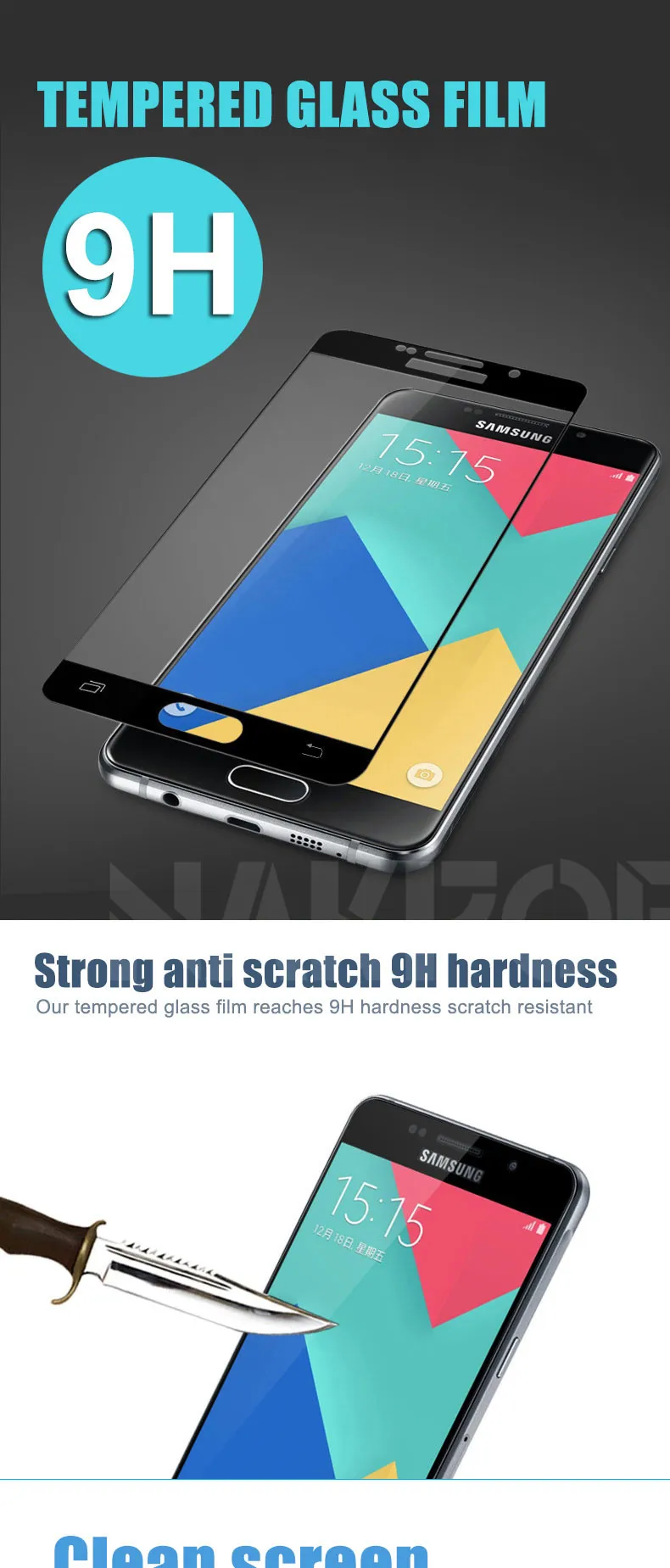 9H защитное полное покрытие из закаленного стекла для Samsung Galaxy A3 A5 A7 J3 J5 J7 S7 Защитная пленка для экрана