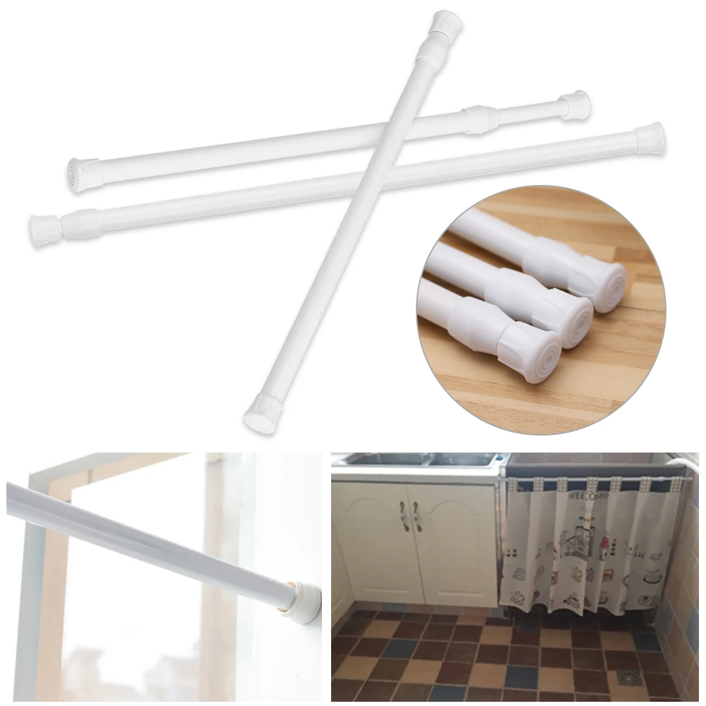 Barra De Cortina Ajustable Extensible Para Ventana, Poste De Armario Sin  Taladrar, Con Ganchos Para El Hogar, 2 Piezas - Ferretería Para Escaparates  - AliExpress