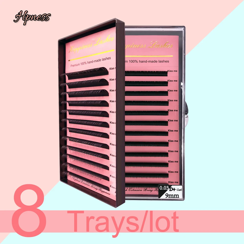 

8 Trays Soft Silk Mink Lash Extension Eyelash 12 Lines Deep Matt Easy to Use Individual Lash Supplies HPNESS