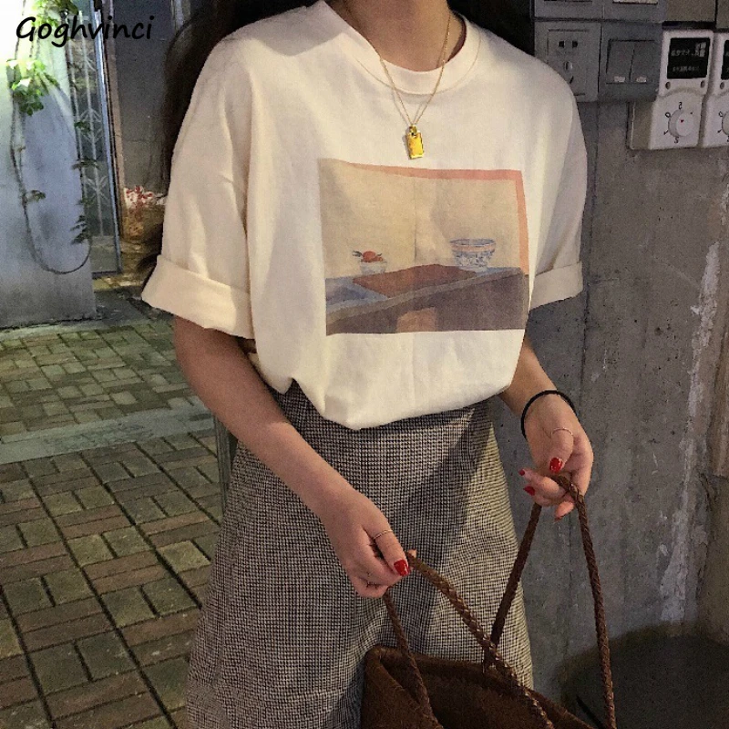 Футболки женские с коротким рукавом простые повседневные в стиле ретро модные