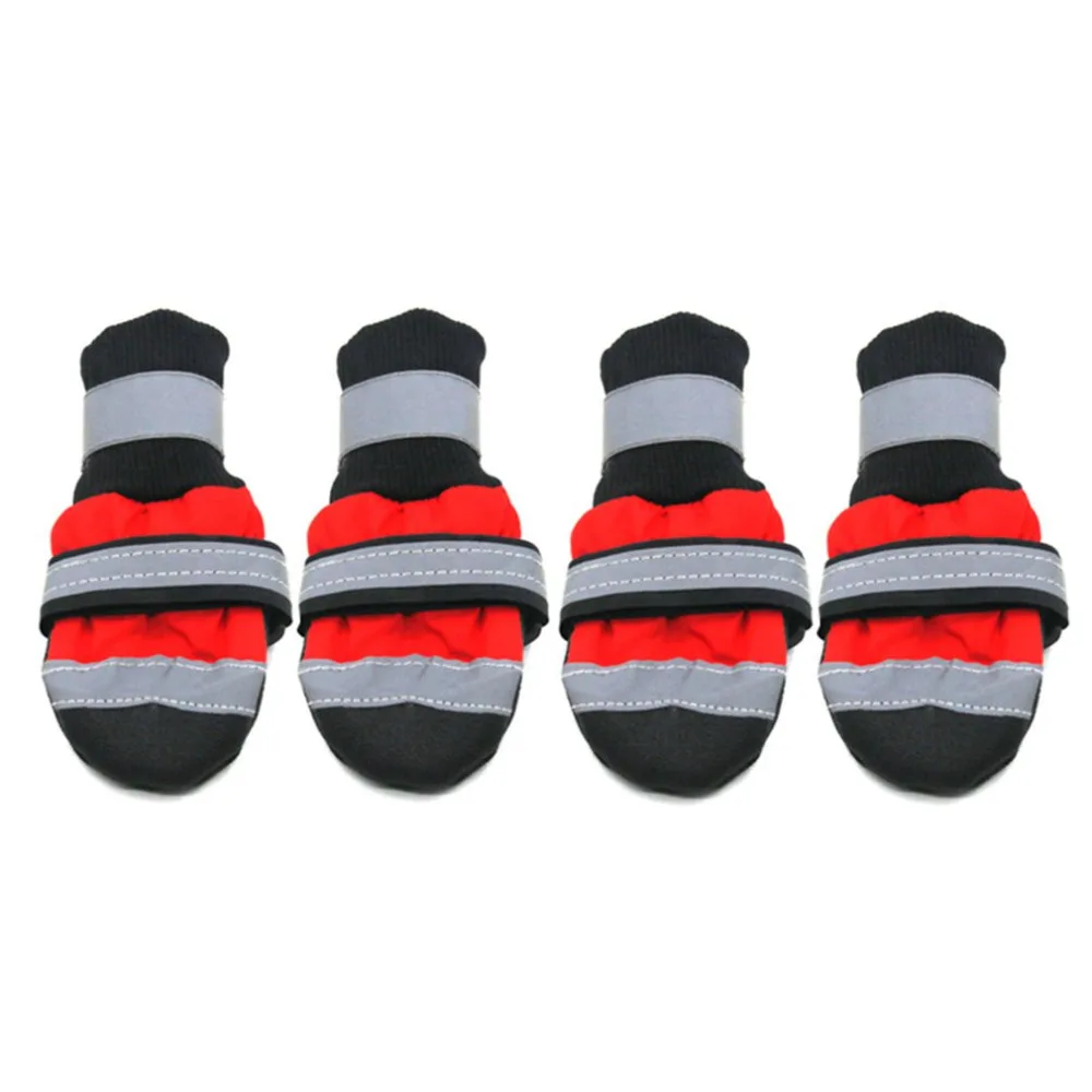 1 Pair 2 Colors Winter Pet Dog Shoes Waterproof Reflective Boots Anti-slip Rain Snow Boots Footwear Thick Warm Socks Booties