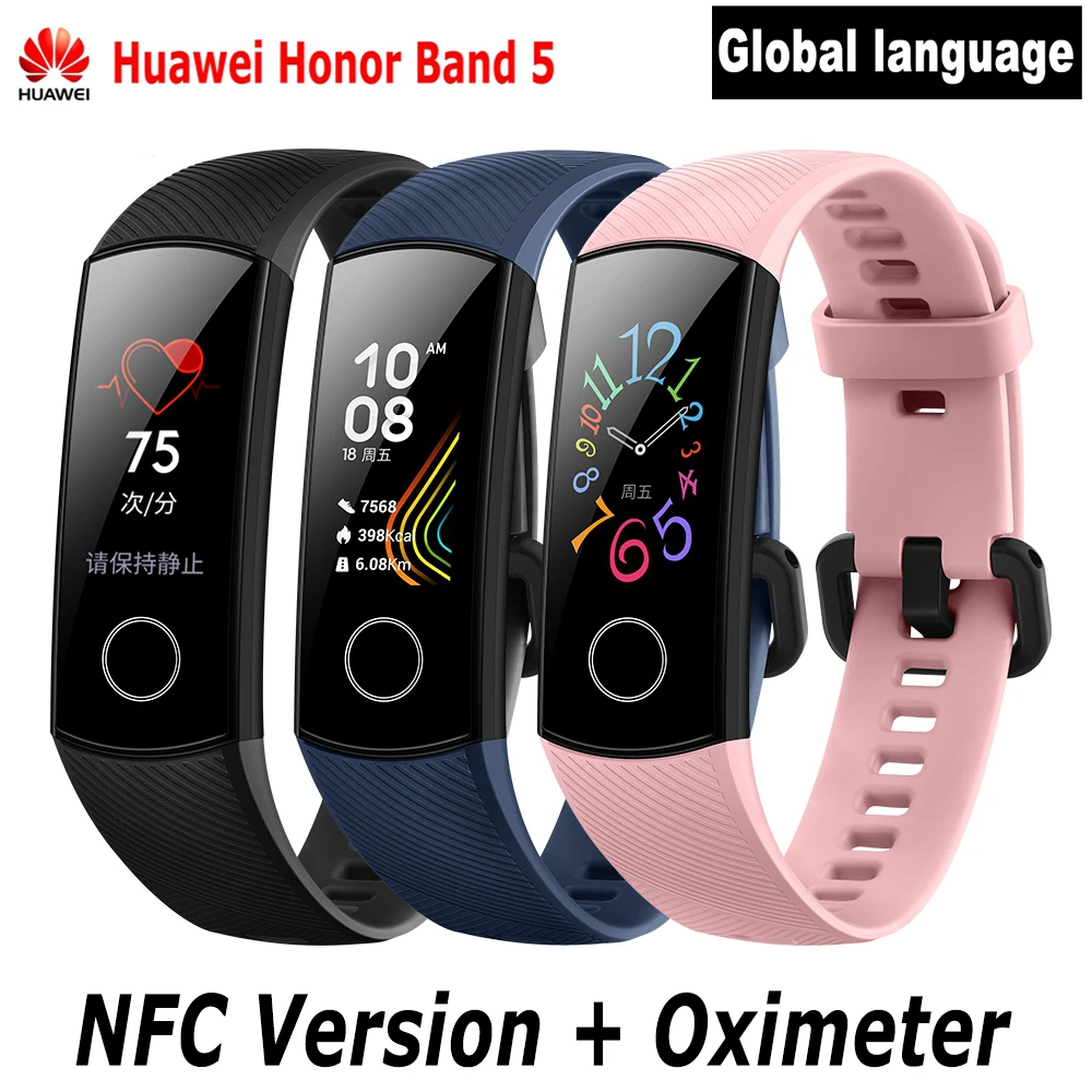Günstig 2019 Huawei Honor Band 5 Smart Armband Blut Oximeter Sauerstoff Herz Rate Schlaf Monitor Sport Bluetooth NFC Smart Band Armband