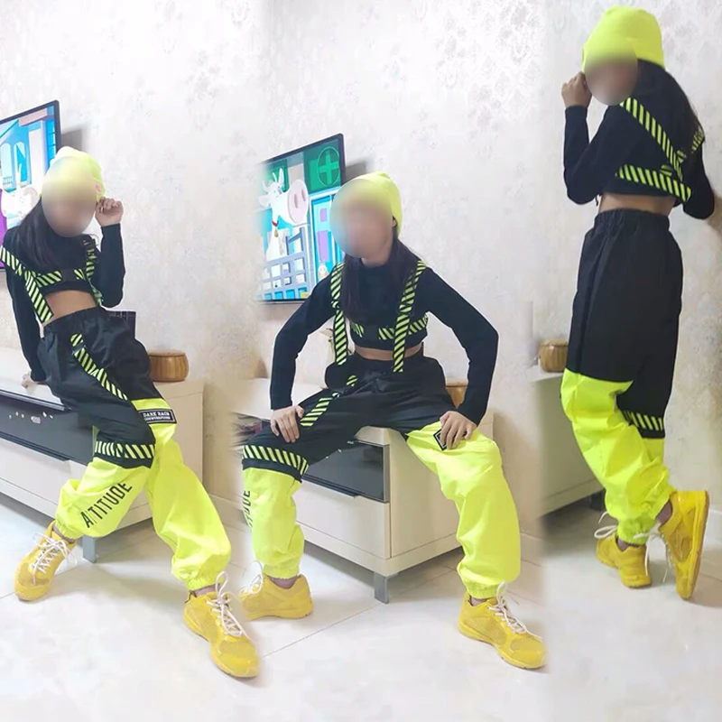 Hip Hop Dance Costumes For Boys Girls Jazz Dance Tops Pants Kids Ballroom Performance Clothes Hiphop Set Stage Outfit