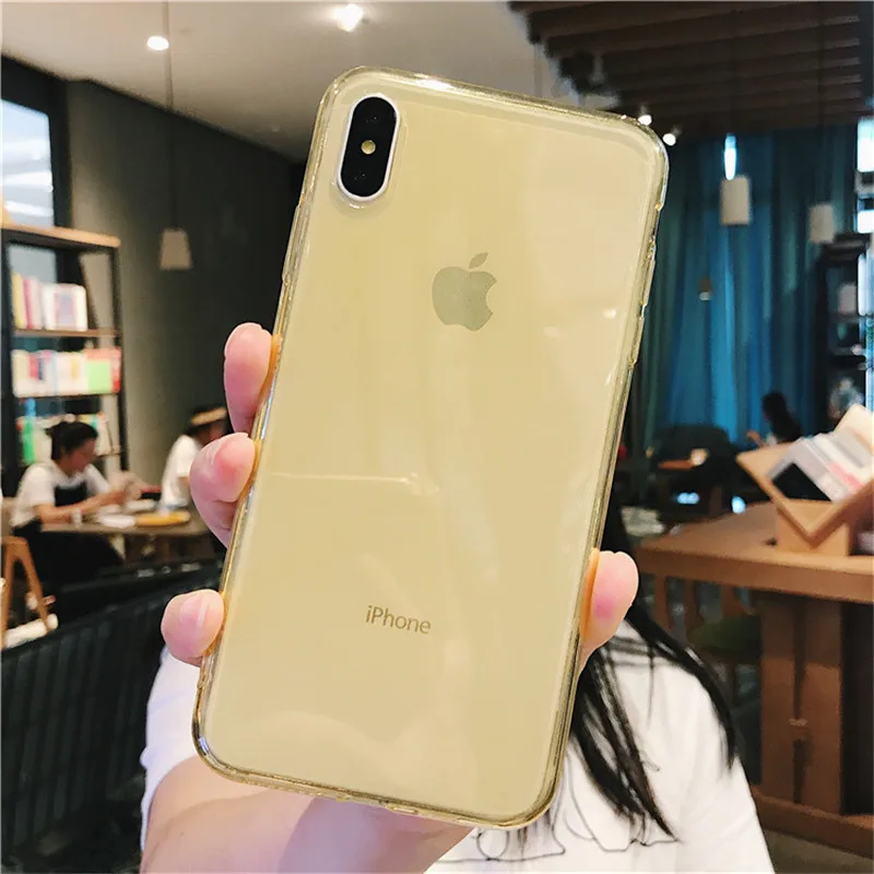 Soild Прозрачный чехол для телефона карамельного цвета для iPhone 11 Pro Max X XS Max 6 6S 7 8 Plus Мягкий цветной из термопластичного полиуретана защитная задняя крышка - Цвет: Gold