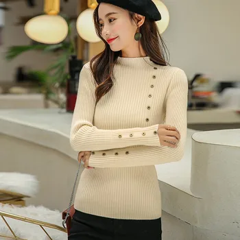 

Women's Sweaters Autumn Winter New Long-sleeved Tight-fitting Half-high Collar Slim Bottoming Sweater To Keep Warm 11 Colors