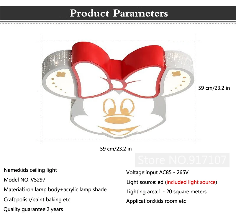 Светодиодный мультяшный Детский Светильник для детской комнаты с животными, милый детский потолочный светильник для спальни с Микки Маусом, детский потолочный светильник для детского сада