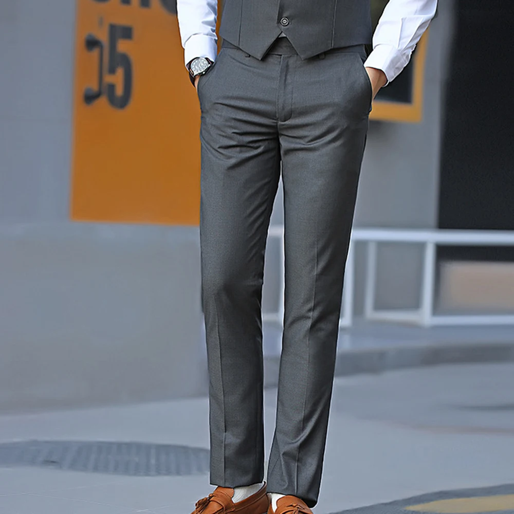 CYSINCOS Dress Suit Pants Men Men Solid Business Trousers Office Casual Social Pants Men's Classic Trousers pantalones hombre