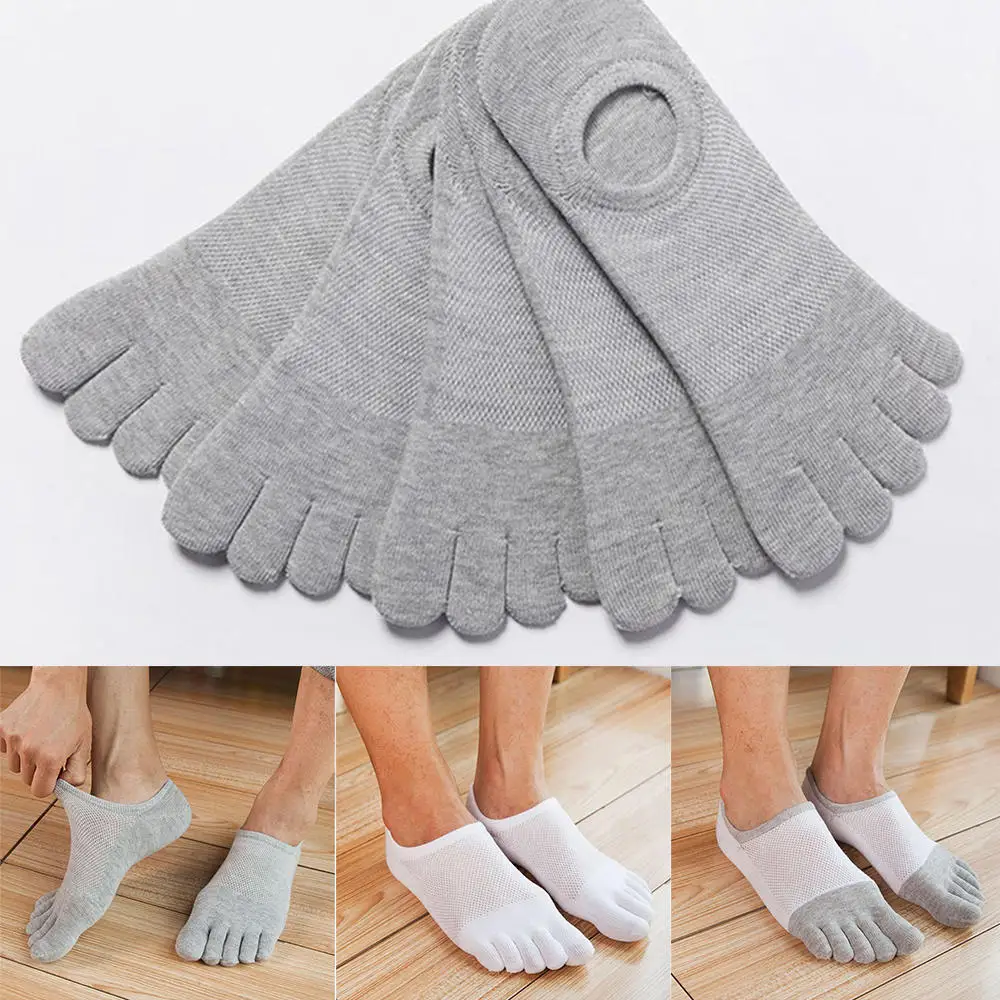 1Pairs Five Finger Toe Socks Men Fashion Breathable Cotton Nonslip Socks Anti-skid Show Short Invisible Socks Socks mans short toe socks fashion striped five finger socks cotton breathable business casual socks with toes deodorant crew hosiery