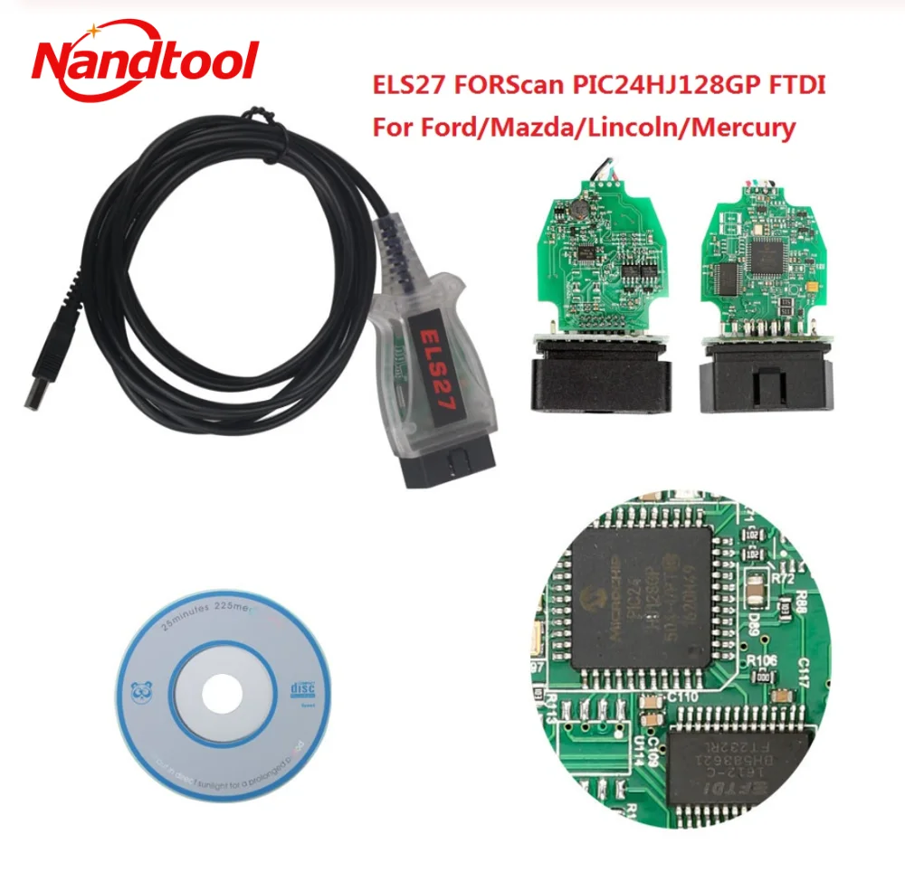 FVDIFUL ELS27 FORScan сканер OBD2 Диагностический V2.26 PIC24HJ128GP FTDI для