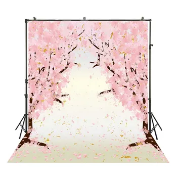 

HuaYi wonderful pink flowers decoration oil panitng background backdrops for valentines day photoshoot photography D-9129