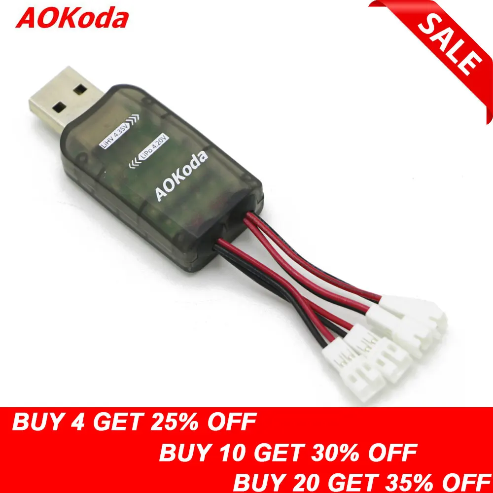 

AOKoda CX405 4CH Micro USB Battery Charger For 1S Lipo LiHV Battery High Quality For RC Helicopter