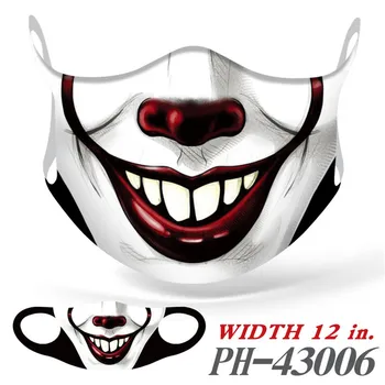

Halloween Clown Face Protective Mask Unisex Joker Reuse Washable Dust Mask Fabric Fashion Elastic Breathable Mouth Mask Caps