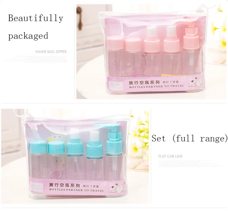 makeup bag 7pcs/Set Portable Spray Refillable Bottles Kit Plastic Makeup Container Home Travel Empty Spray Refill Bottles pouch