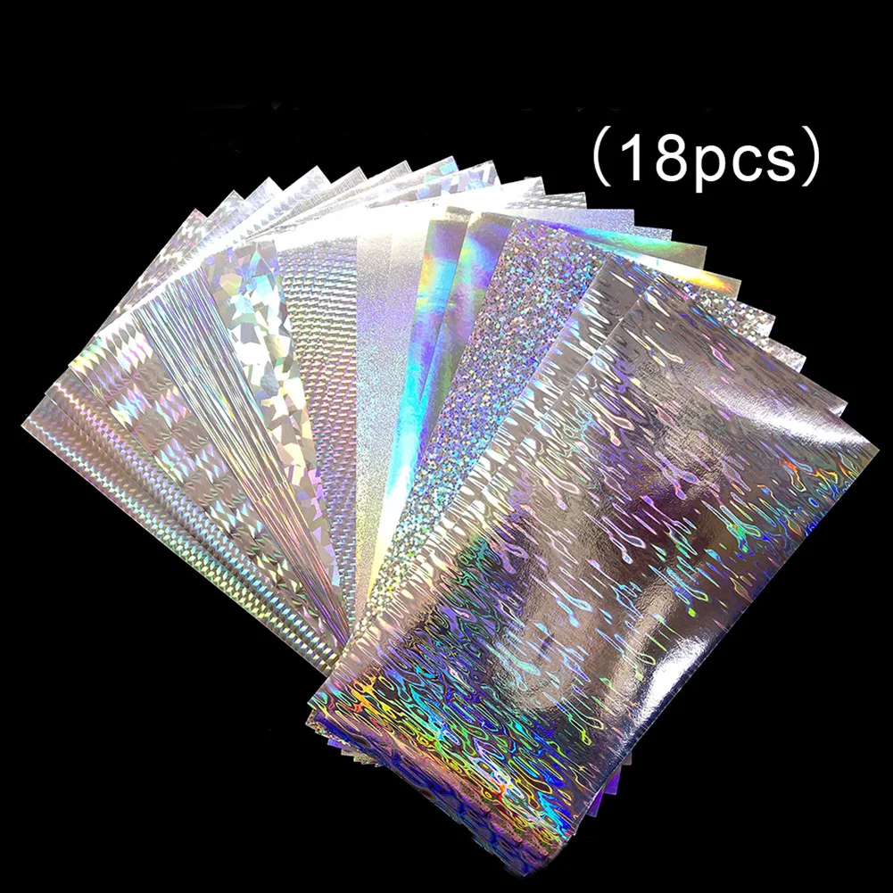18pcs 20x10cm Holographic Adhesive Film Flash Tape Lure Making Fly Tying Material Metal Hard Baits Change Color Sticker