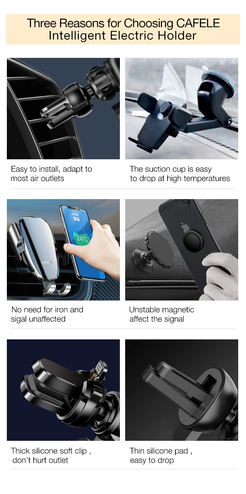 Cafele Автомобильный держатель для телефона без магнитной гравитационной подставки держатель для мобильного телефона в автомобиле держатель для телефона Подставка для Xiaomi Redmi Note 7