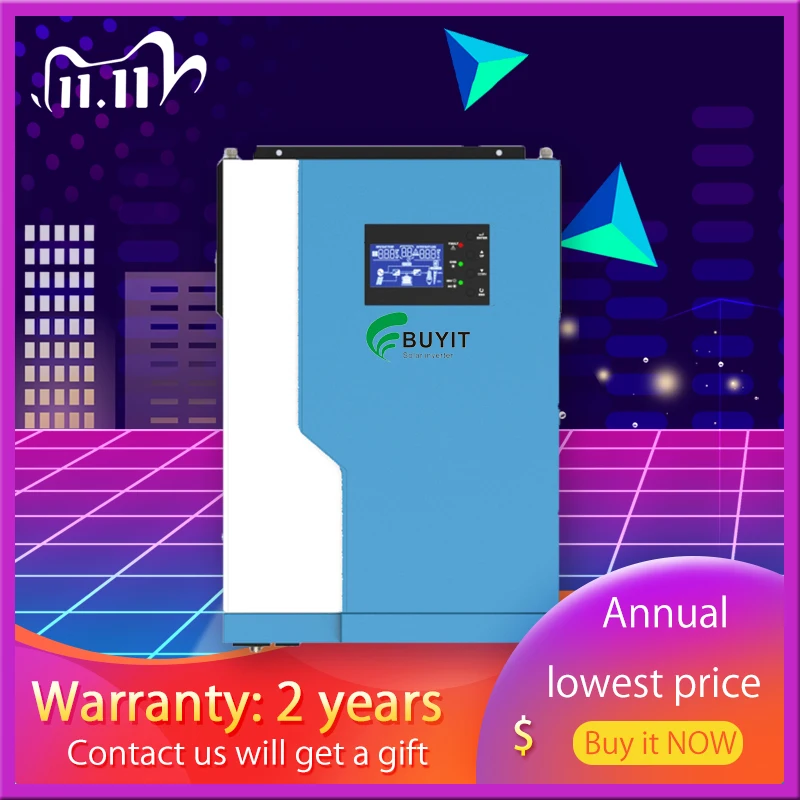 5500W 48VDC 100A MPPT hybrid inverter rated power 5500va/5500w Off Grid PV input: 120-500vdc 6000W w/o battery work afbeelding