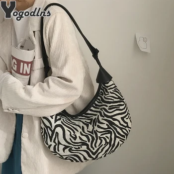 

Ladies Large Capacity Zebra Pattern Hobos Bags Crossbody Bag For Women Canvas Shoulder Messenger Bag Female Fashion Package