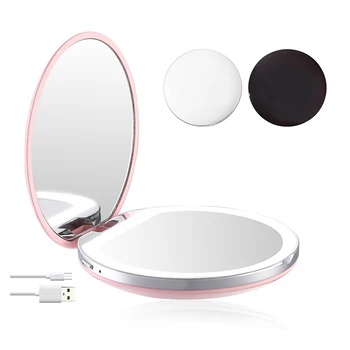 

Dropshipping Mini Round Portable LED Make Up Mirror 5 Color 3/10X Magnifying Lighted Makeup Mirror Sensing USB Chargeable