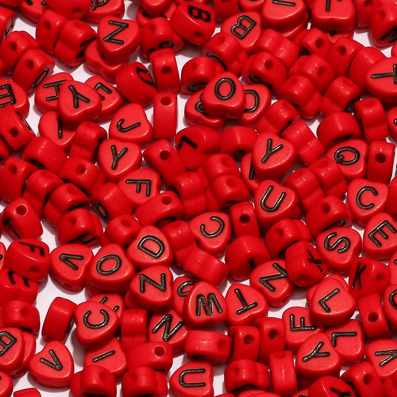 4*7mm Red Mixed Letter Acrylic Beads Flat Alphabet Loose Spacer Heart Beads Jewelry Making Diy Bracelet Necklace acrylic spacer beads acrylic beads spacer beads letter beads acrylic letter beads loose beads beads for jewelry making