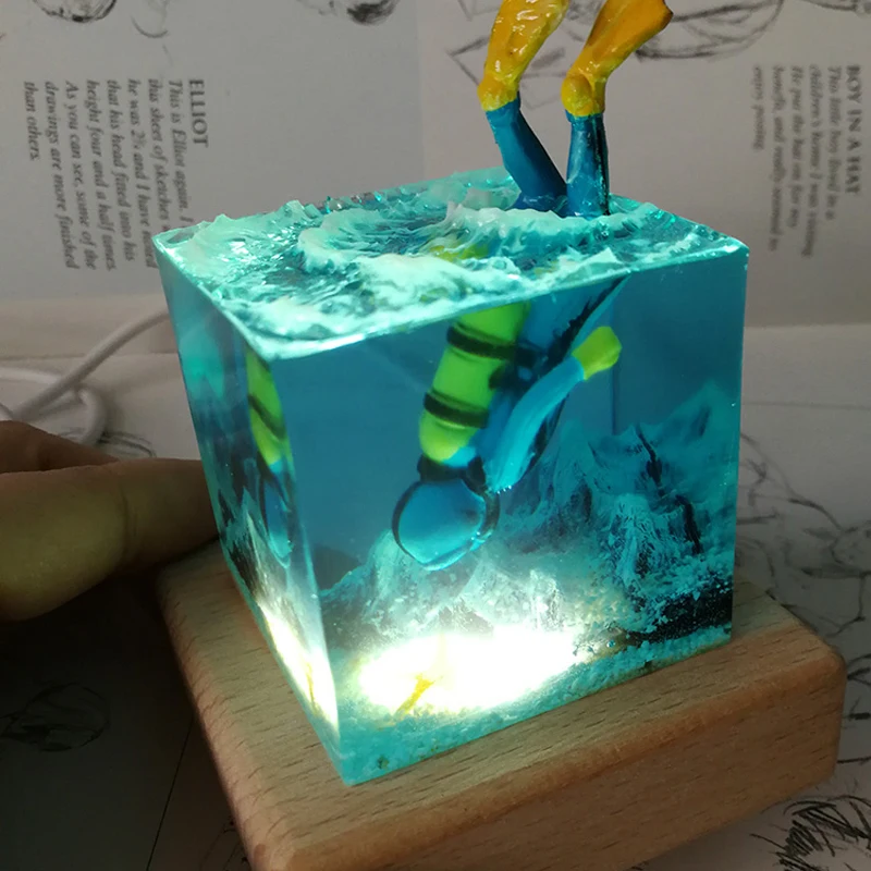Изделия ручной работы из смолы Wenchuang креативные подарки морские украшения морской ныряющий аквариум ночник
