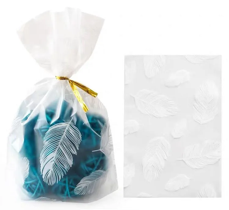 White Feather Leotriting 50 шт./упак. 23 стиля Плюм Пластиковые Подарочные Упаковочные пакеты на день рождения, свадьбу, вечеринку, пекарня креативное печенье конфеты сумки - Цвет: White Feather