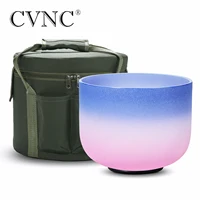 CVNC 8 Inch Candy color A Note Third Eye Chakra Frosted Quartz Crystal Singing Bowl for Healing with Free 8 Inch Carrying Case