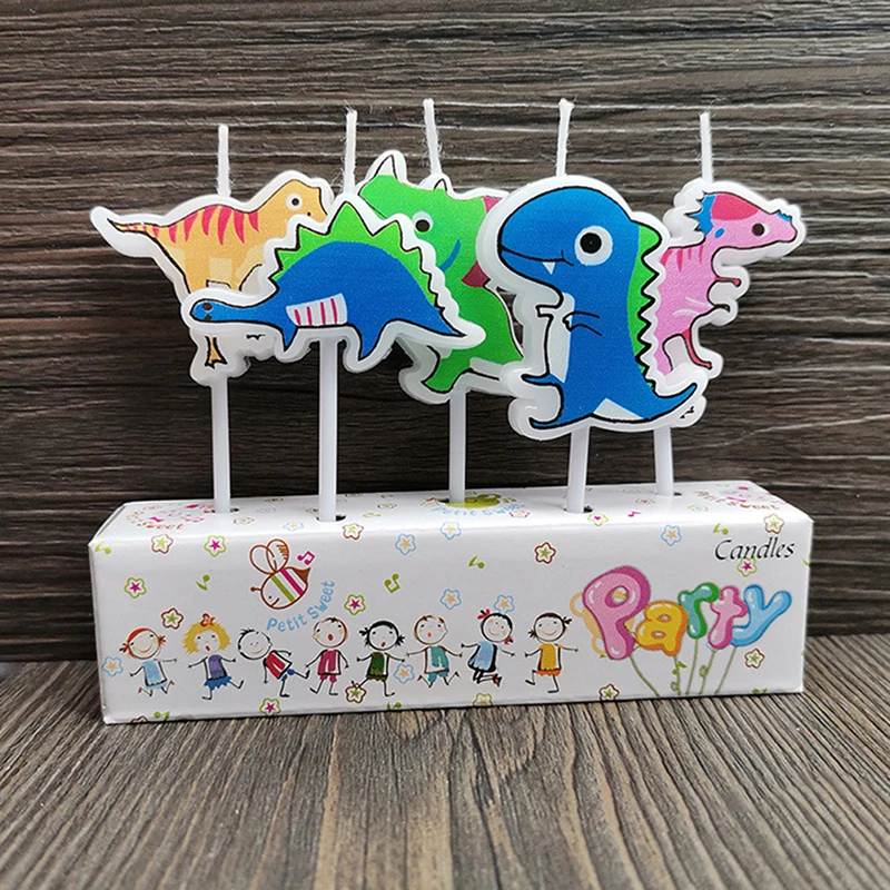 5Pcs/Pack Cute Dinosaur Candles Creative Craft Children's Birthday | Дом и сад