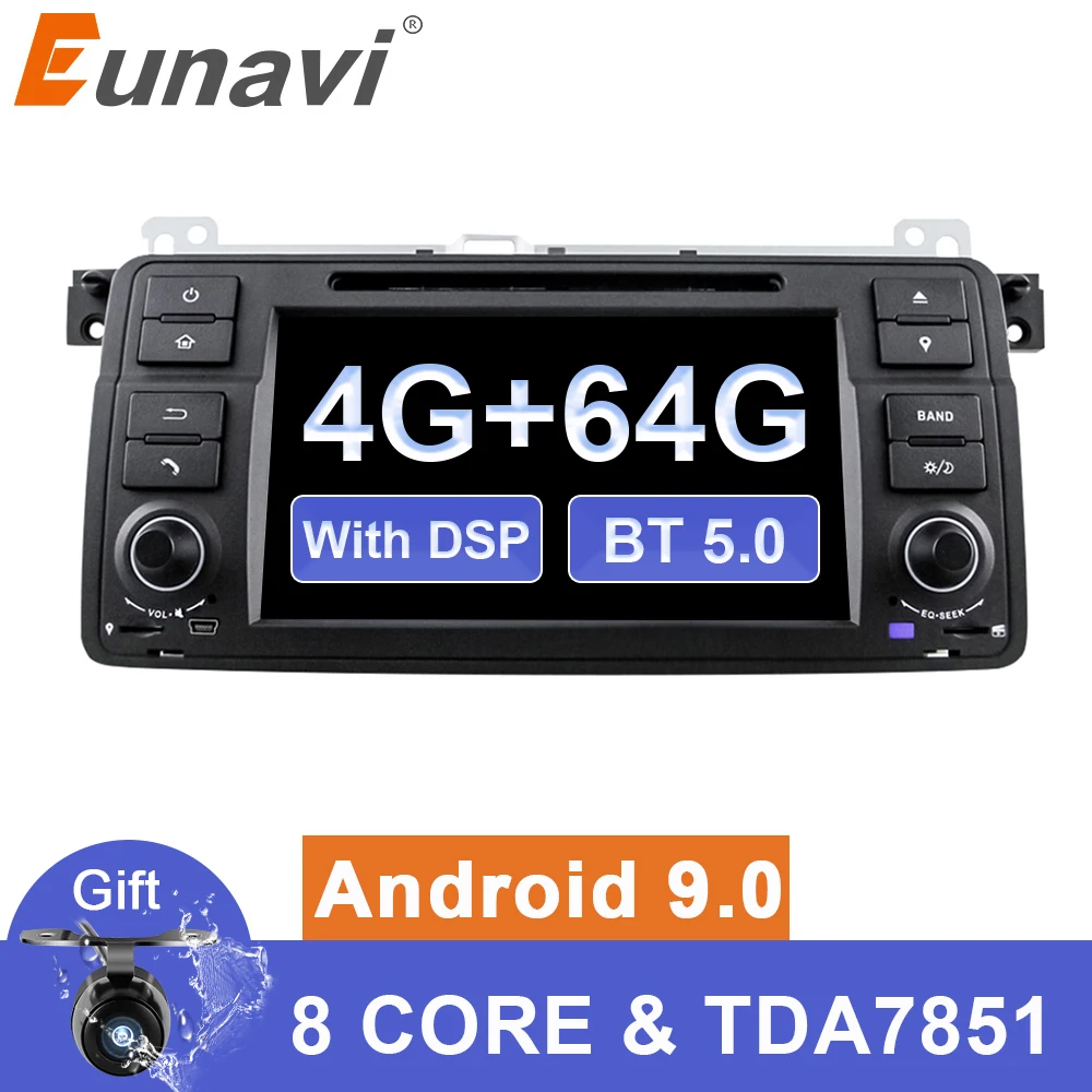 Автомобильный мультимедийный плеер Eunavi Android 9 для BMW E46 M3 318 320 325 330 Rover 75 335-1998 GPS DVD